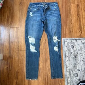 Rewash Distressed Skinny Jeans in Dark Blue